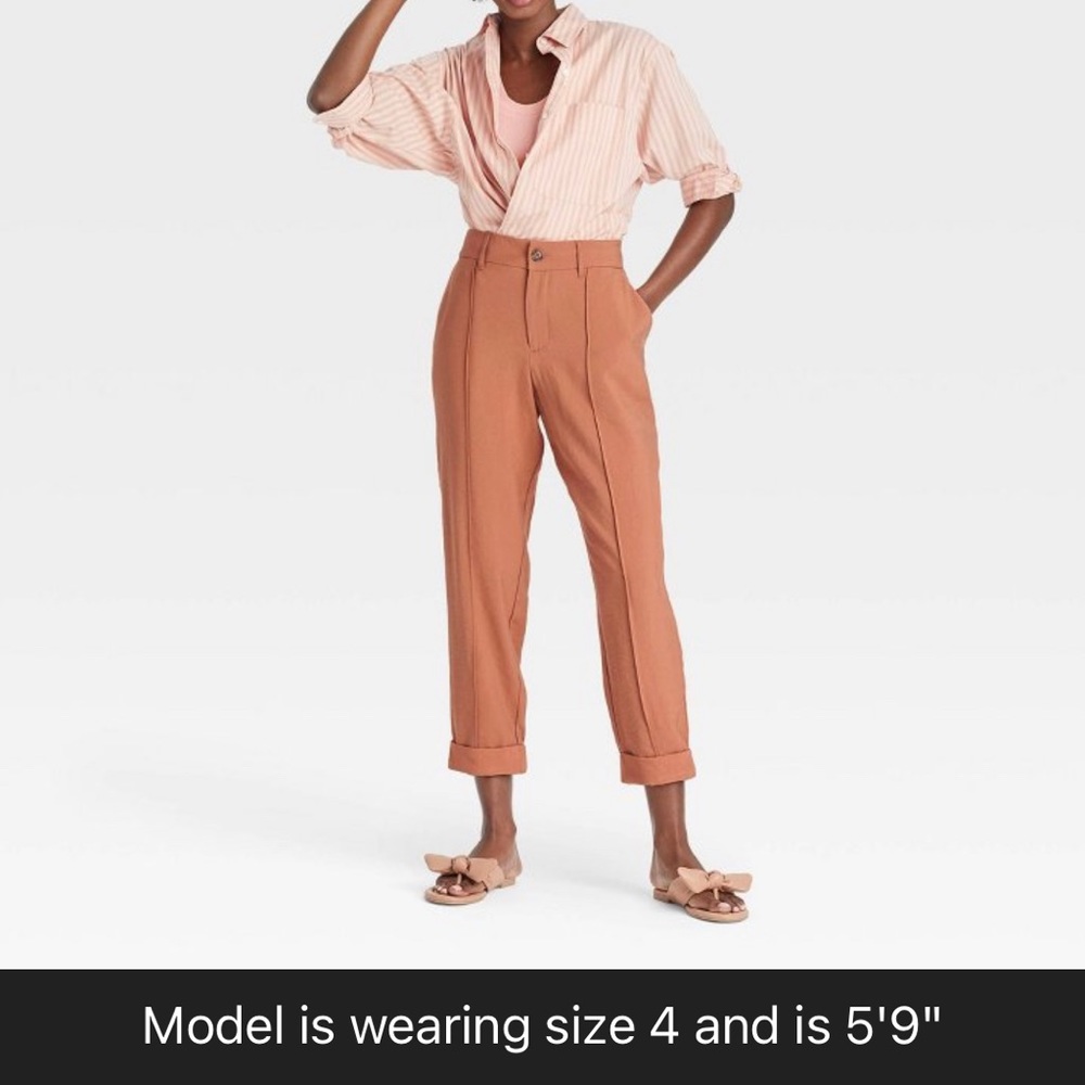 High rise slim straight leg ankle pant